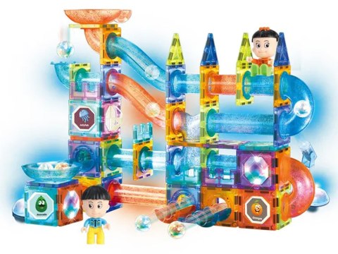 LEAN Toys Świecąca Zjeżdżalnia Dla Kulek Klocki Magnetyczne 142 Elementy LEAN Toys Świecąca Zjeżdżalnia Dla Kulek Klocki Magnetyczne 142 Elementy