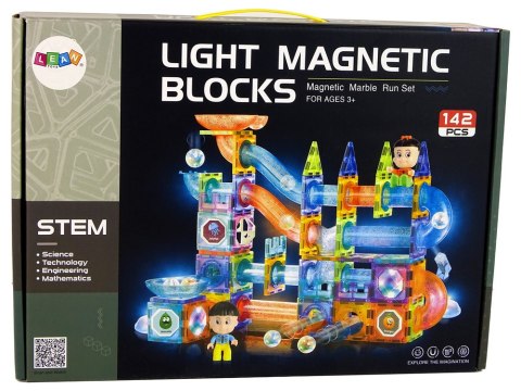LEAN Toys Świecąca Zjeżdżalnia Dla Kulek Klocki Magnetyczne 142 Elementy LEAN Toys Świecąca Zjeżdżalnia Dla Kulek Klocki Magnetyczne 142 Elementy