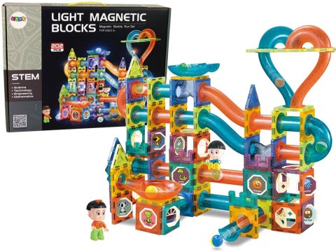 LEAN Toys Świecąca Zjeżdżalnia Dla Kulek Klocki Magnetyczne 202 Elementy LEAN Toys Świecąca Zjeżdżalnia Dla Kulek Klocki Magnetyczne 202 Elementy
