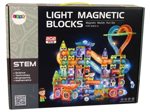 LEAN Toys Świecąca Zjeżdżalnia Dla Kulek Klocki Magnetyczne 202 Elementy LEAN Toys Świecąca Zjeżdżalnia Dla Kulek Klocki Magnetyczne 202 Elementy