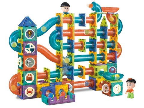 LEAN Toys Świecąca Zjeżdżalnia Dla Kulek Klocki Magnetyczne 252 Elementy LEAN Toys Świecąca Zjeżdżalnia Dla Kulek Klocki Magnetyczne 252 Elementy
