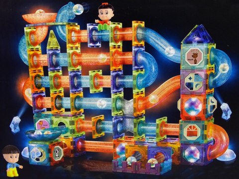 LEAN Toys Świecąca Zjeżdżalnia Dla Kulek Klocki Magnetyczne 252 Elementy LEAN Toys Świecąca Zjeżdżalnia Dla Kulek Klocki Magnetyczne 252 Elementy