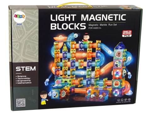 LEAN Toys Świecąca Zjeżdżalnia Dla Kulek Klocki Magnetyczne 252 Elementy LEAN Toys Świecąca Zjeżdżalnia Dla Kulek Klocki Magnetyczne 252 Elementy