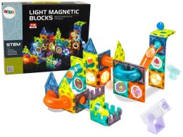 LEAN Toys Świecąca Zjeżdżalnia Dla Kulek Klocki Magnetyczne 75 Elementów