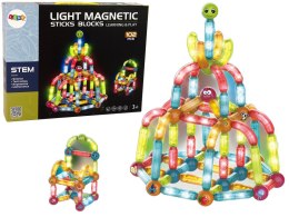 LEAN Toys Świecące Klocki Magnetyczne Edukacyjne Zestaw 102 Elementy