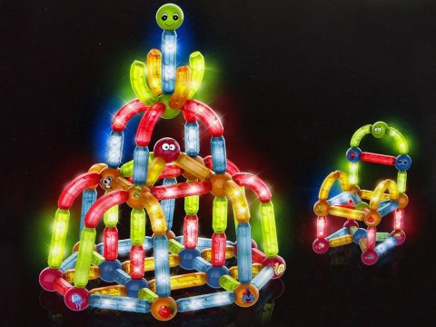 LEAN Toys Świecące Klocki Magnetyczne Edukacyjne Zestaw 102 Elementy LEAN Toys Świecące Klocki Magnetyczne Edukacyjne Zestaw 102 Elementy