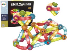 LEAN Toys Świecące Klocki Magnetyczne Edukacyjne Zestaw 76 Elementów