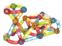 LEAN Toys Świecące Klocki Magnetyczne Edukacyjne Zestaw 76 Elementów
