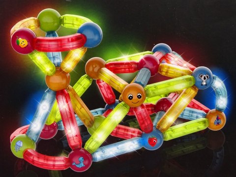 LEAN Toys Świecące Klocki Magnetyczne Edukacyjne Zestaw 76 Elementów LEAN Toys Świecące Klocki Magnetyczne Edukacyjne Zestaw 76 Elementów