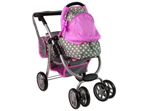 Alice Wózek Dla Lalek Spacerówka 2 w 1 Gondola Torba Różowy Gwiazdki Alice Wózek Dla Lalek Spacerówka 2 w 1 Gondola Torba Różowy Gwiazdki