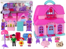 LEAN Toys Domek Dla Lalek Mebelki Akcesoria Figurki Różowy