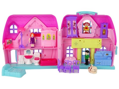 LEAN Toys Domek Dla Lalek Mebelki Akcesoria Figurki Różowy LEAN Toys Domek Dla Lalek Mebelki Akcesoria Figurki Różowy