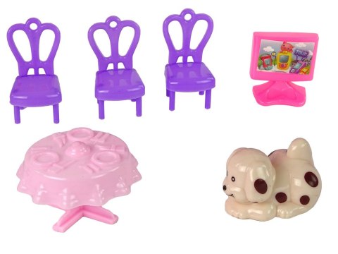 LEAN Toys Domek Dla Lalek Mebelki Akcesoria Figurki Różowy LEAN Toys Domek Dla Lalek Mebelki Akcesoria Figurki Różowy