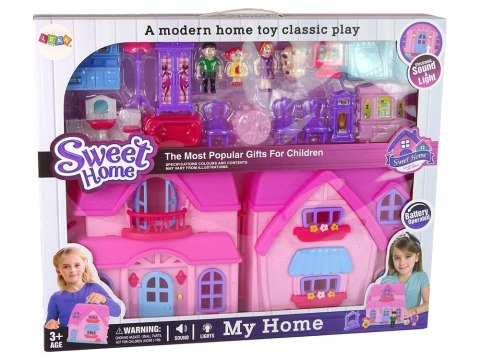 LEAN Toys Domek Dla Lalek Mebelki Akcesoria Figurki Różowy LEAN Toys Domek Dla Lalek Mebelki Akcesoria Figurki Różowy
