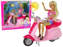 LEAN Toys Lalka Anlily na Różowym Skuterze Blond Włosy Kask