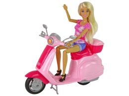 LEAN Toys Lalka Anlily na Różowym Skuterze Blond Włosy Kask