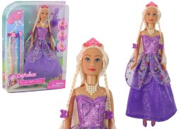 LEAN Toys Lalka Księżniczka Purpurowa Sukienka Zestaw Doczepianych Warkoczyków
