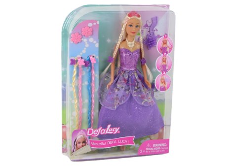 LEAN Toys Lalka Księżniczka Purpurowa Sukienka Zestaw Doczepianych Warkoczyków LEAN Toys Lalka Księżniczka Purpurowa Sukienka Zestaw Doczepianych Warkoczyków