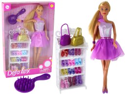 LEAN Toys Lalka Lucy Sukienka Fioletowa Brokat Zestaw Buty