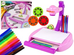 LEAN Toys Projektor Stolik do Rysowania Różowy Mazaki Szuflada