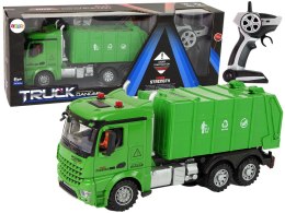 LEAN Toys Śmieciarka Zdalnie Sterowana Zielona Pilot 2,4G Światła Dźwięk