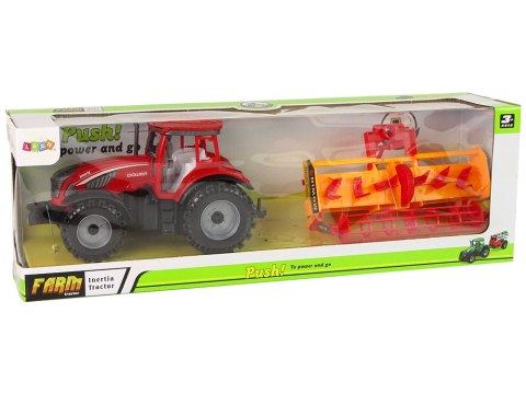 LEAN Toys Traktor z Kultywatorem Napęd Frykcyjny Czerwony LEAN Toys Traktor z Kultywatorem Napęd Frykcyjny Czerwony