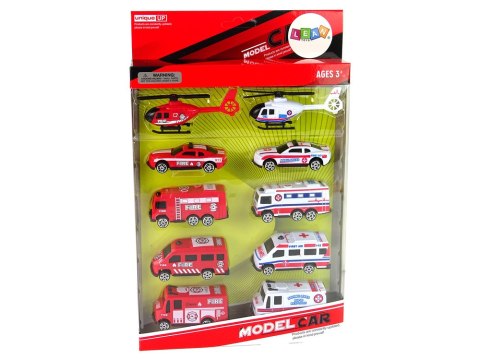 LEAN Toys Zestaw Autek Resoraki Pojazdy Straż Pożarna Ambulans LEAN Toys Zestaw Autek Resoraki Pojazdy Straż Pożarna Ambulans
