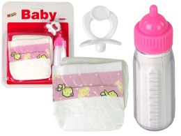 LEAN Toys Zestaw Dla Lalek Akcesoria Smoczek Butelka Pieluchy