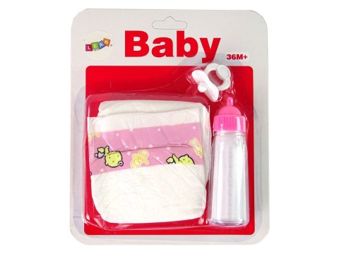 LEAN Toys Zestaw Dla Lalek Akcesoria Smoczek Butelka Pieluchy LEAN Toys Zestaw Dla Lalek Akcesoria Smoczek Butelka Pieluchy