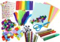 LEAN Toys Zestaw Kreatywny Małego Artysty Naklejki Pompony Pióra Brokat 277 El.