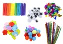 LEAN Toys Zestaw Kreatywny Małego Artysty Naklejki Pompony Pióra Brokat 277 El.