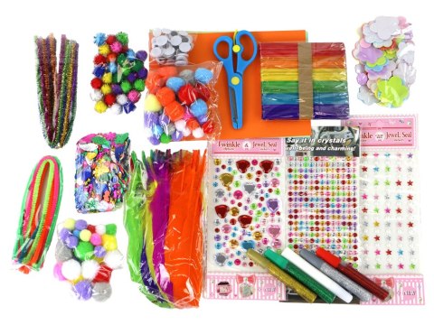 LEAN Toys Zestaw Kreatywny Małego Artysty Naklejki Pompony Pióra Brokat 277 El. LEAN Toys Zestaw Kreatywny Małego Artysty Naklejki Pompony Pióra Brokat 277 El.