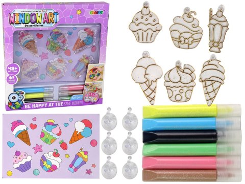 LEAN Toys Zestaw Kreatywny Witraże Okno Zastygająca Farba Lody Słodycze 3D LEAN Toys Zestaw Kreatywny Witraże Okno Zastygająca Farba Lody Słodycze 3D