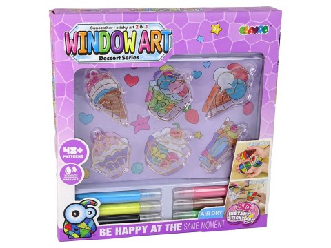 LEAN Toys Zestaw Kreatywny Witraże Okno Zastygająca Farba Lody Słodycze 3D LEAN Toys Zestaw Kreatywny Witraże Okno Zastygająca Farba Lody Słodycze 3D