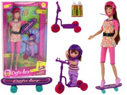 LEAN Toys Zestaw Lalek Lucy Różowy Hulajnoga Deskorolka Kaski