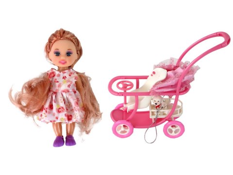 LEAN Toys Zestaw Lalka Lucy W Ciąży Niemowlę Wózek Długie Brązowe Włosy LEAN Toys Zestaw Lalka Lucy W Ciąży Niemowlę Wózek Długie Brązowe Włosy