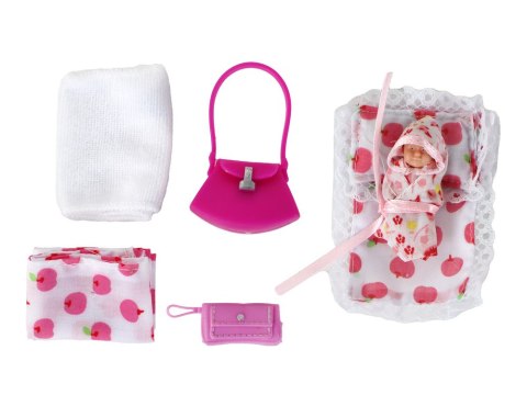 LEAN Toys Zestaw Lalka Lucy W Ciąży Niemowlę Wózek Długie Brązowe Włosy LEAN Toys Zestaw Lalka Lucy W Ciąży Niemowlę Wózek Długie Brązowe Włosy