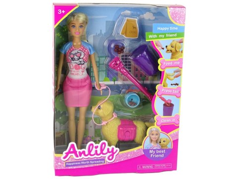 LEAN Toys Zestaw Lalki z Pieskiem i Karmą LEAN Toys Zestaw Lalki z Pieskiem i Karmą