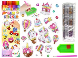 LEAN Toys Zestaw Naklejek Haft Diamentowy Jednorożec Słodycze Mozaika
