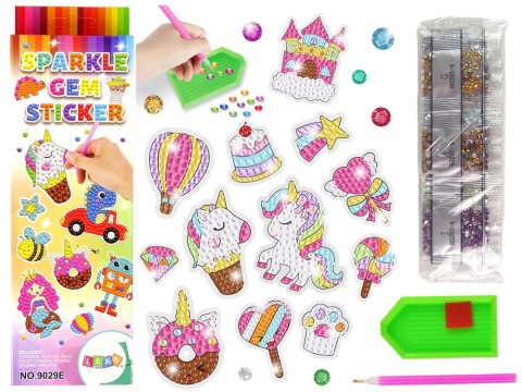 LEAN Toys Zestaw Naklejek Haft Diamentowy Jednorożec Słodycze Mozaika LEAN Toys Zestaw Naklejek Haft Diamentowy Jednorożec Słodycze Mozaika