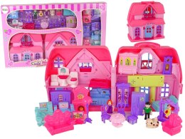 LEAN Toys Zestaw Willa Domek z Oświetleniem Plastikowa Różowa