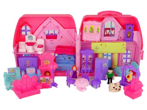 LEAN Toys Zestaw Willa Domek z Oświetleniem Plastikowa Różowa LEAN Toys Zestaw Willa Domek z Oświetleniem Plastikowa Różowa