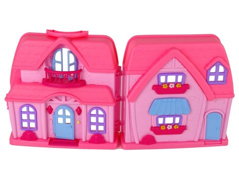 LEAN Toys Zestaw Willa Domek z Oświetleniem Plastikowa Różowa LEAN Toys Zestaw Willa Domek z Oświetleniem Plastikowa Różowa