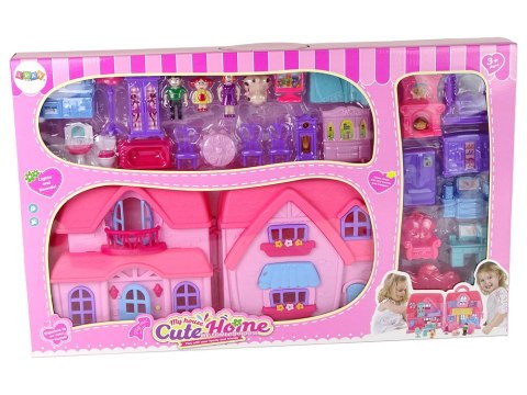 LEAN Toys Zestaw Willa Domek z Oświetleniem Plastikowa Różowa LEAN Toys Zestaw Willa Domek z Oświetleniem Plastikowa Różowa