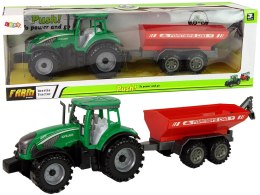 LEAN Toys Zielony Traktor z Czerwoną Przyczepką Napęd Frykcyjny