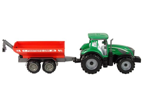 LEAN Toys Zielony Traktor z Czerwoną Przyczepką Napęd Frykcyjny LEAN Toys Zielony Traktor z Czerwoną Przyczepką Napęd Frykcyjny