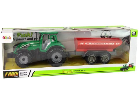 LEAN Toys Zielony Traktor z Czerwoną Przyczepką Napęd Frykcyjny LEAN Toys Zielony Traktor z Czerwoną Przyczepką Napęd Frykcyjny