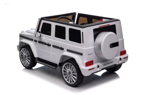 LEAN CARS Pojazd Na Akumulator Mercedes G500 Biały 4x4 LEAN CARS Pojazd Na Akumulator Mercedes G500 Biały 4x4