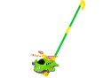 LEAN TOYS Wesoły Samolot Pchacz Kij Dzwonek Zielony