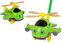 LEAN TOYS Wesoły Samolot Pchacz Kij Dzwonek Zielony